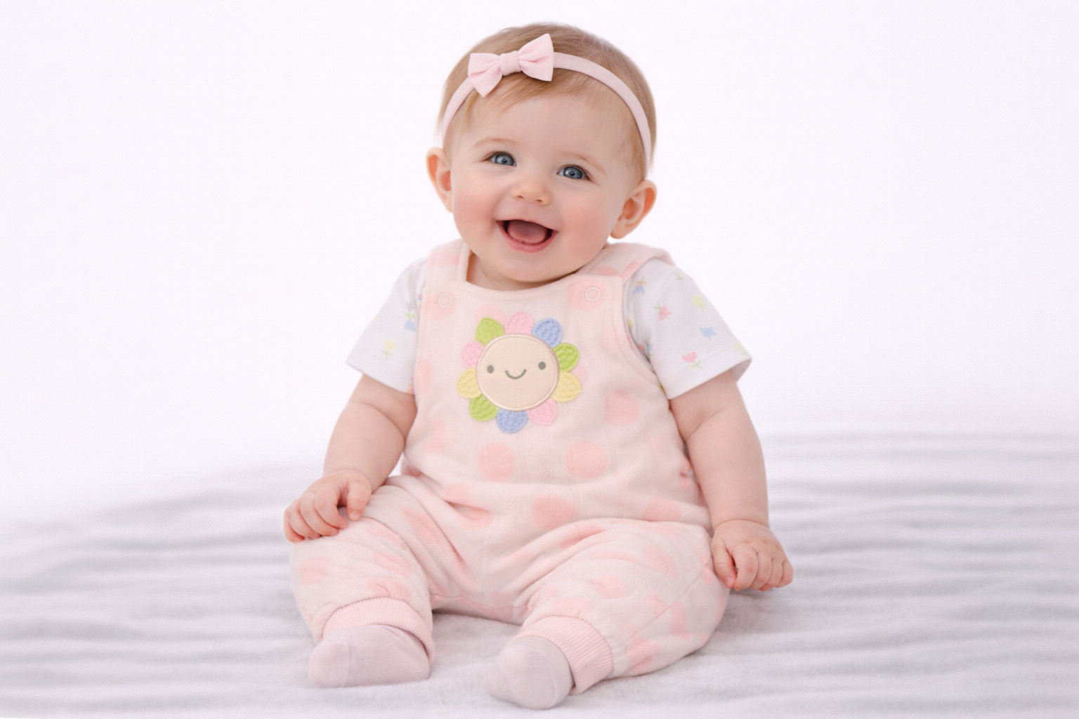 Pointelle Flower Dungaree Set – Pink by Pure & Soft (0–6 Months)