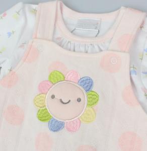Pointelle Flower Dungaree Set – Pink by Pure & Soft (0–6 Months) - Image 3