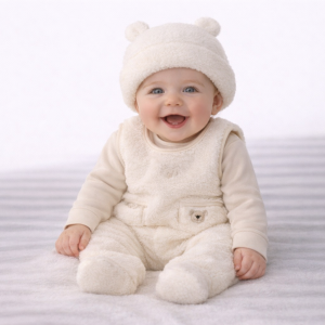 Sherpa Teddy Overall Set by Rock a Bye Boutique (0–6 Months)