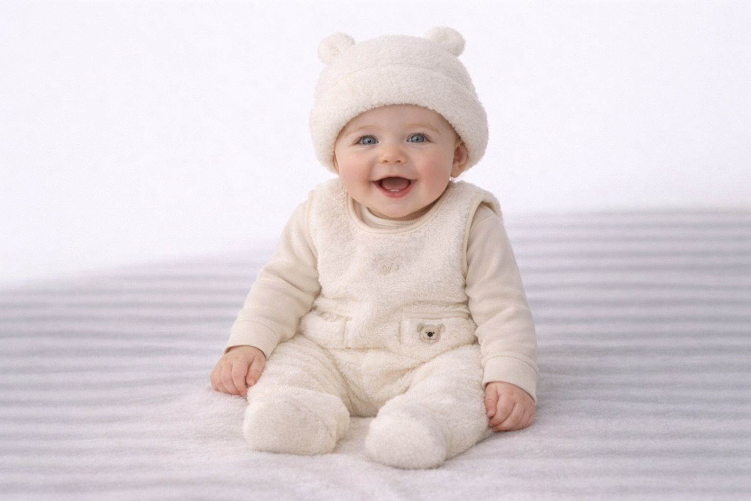 Sherpa Teddy Overall Set by Rock a Bye Boutique (0–6 Months)
