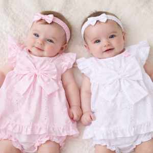 Broderie Anglaise Bow Dress Set by by Rock-a-Bye Boutique (0–9 Months)