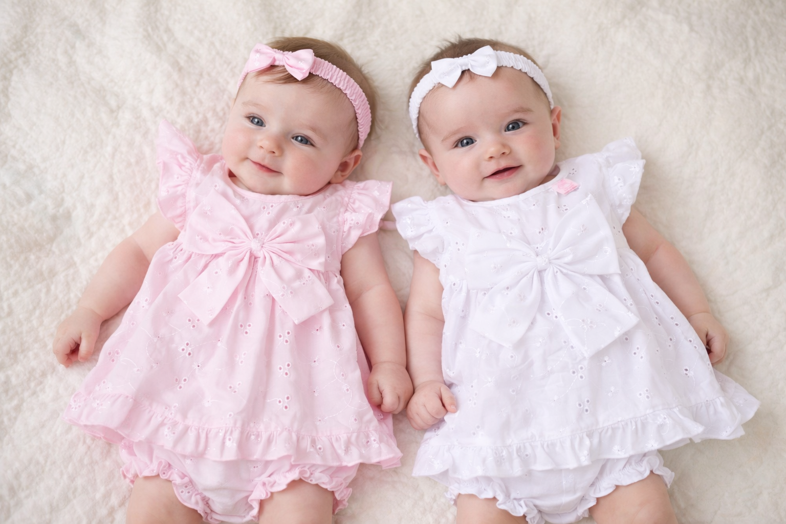 Broderie Anglaise Bow Dress Set by by Rock-a-Bye Boutique (0–9 Months)