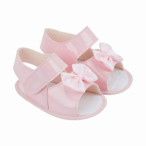 Patent Pink “Bow” Soft Sole Sandal by Bay Pod / Early Days (0–12 Months)
