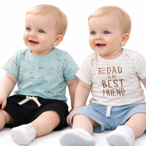 “Puppy & Safari” Shorts Sets by Nursery Time (0–9 Months)