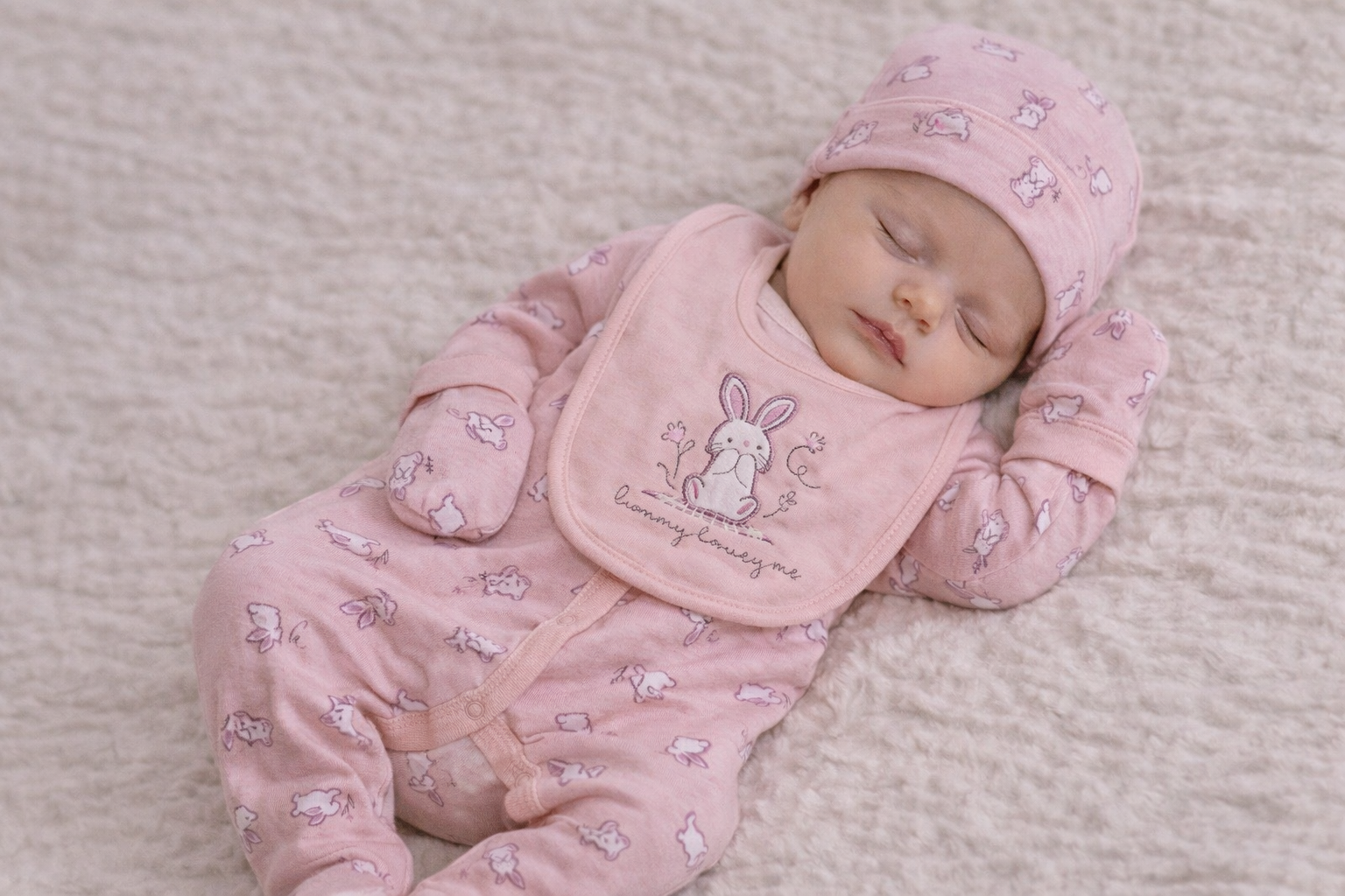“Bunny” 5-Piece Layette Set (Newborn–6 Months) by Rock-a-Bye Boutique