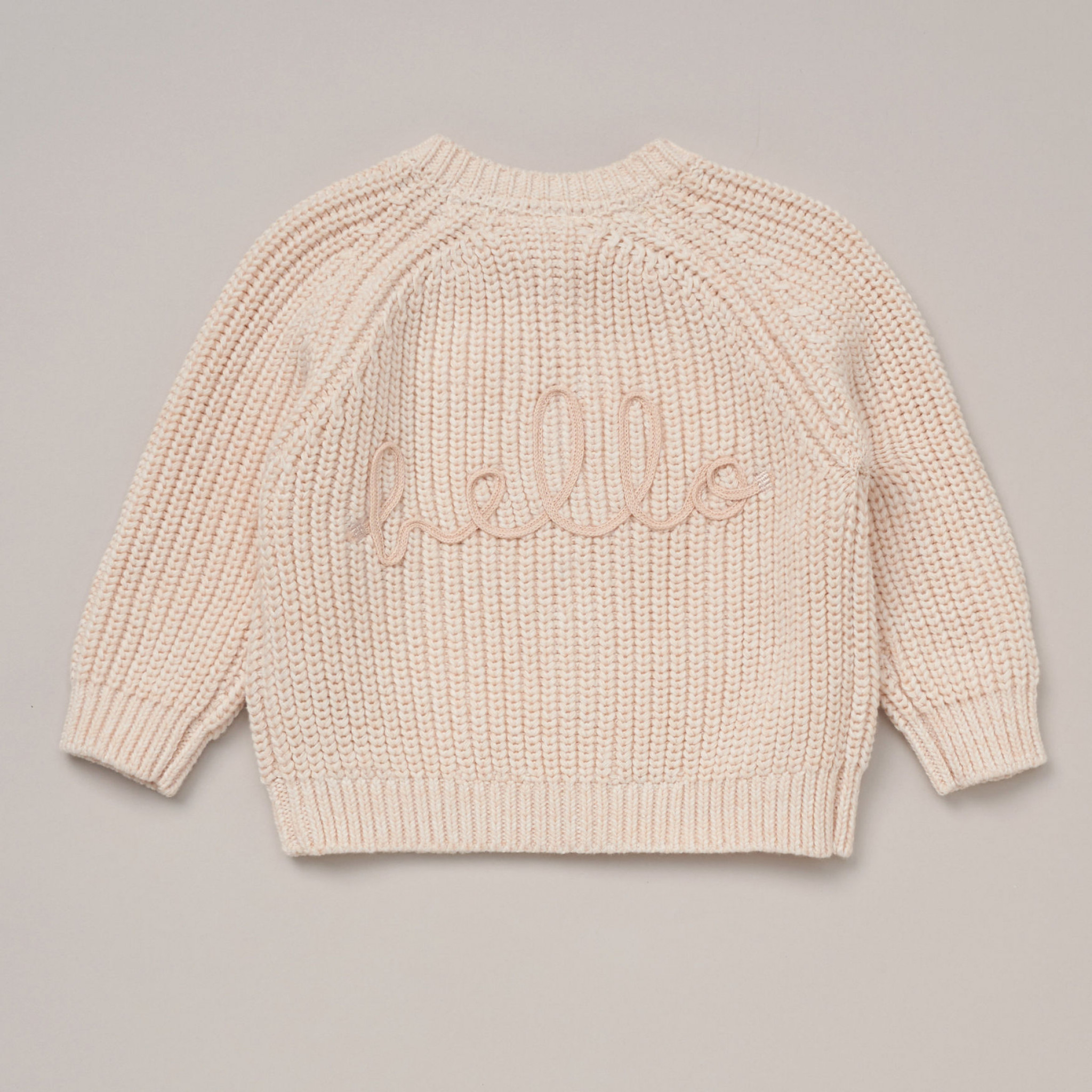 Cream “Hello” Knitted Cardigan (0–12 Months) by Rock a Bye Boutique - Image 3