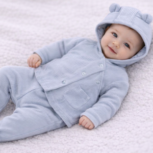 Ribbed Velour Nursery Set by Rock-a-Bye Baby Boutique (3–9 Months) - Sky