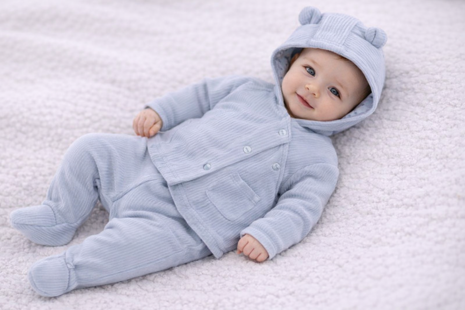 Ribbed Velour Nursery Set by Rock-a-Bye Baby Boutique (3–9 Months) - Sky