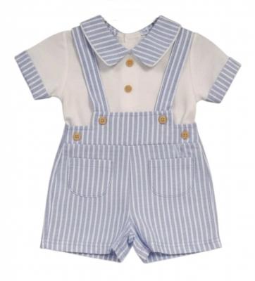 Oxford Stripe Short Dungaree Set by My Little Chick (Newborn–6 Months) - Image 2