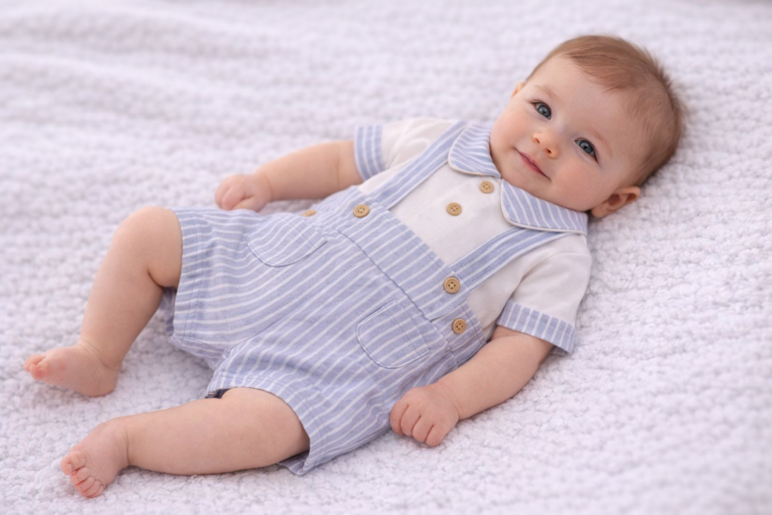 Oxford Stripe Short Dungaree Set by My Little Chick (Newborn–6 Months)