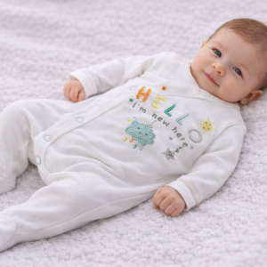 “Hello” Baby All-In-One Sleepsuit by Watch Me Grow (Newborn–3 Months)