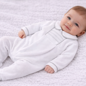“Bibbed Velour” All-in-One by Rock-A-Bye Baby (0–9 Months)