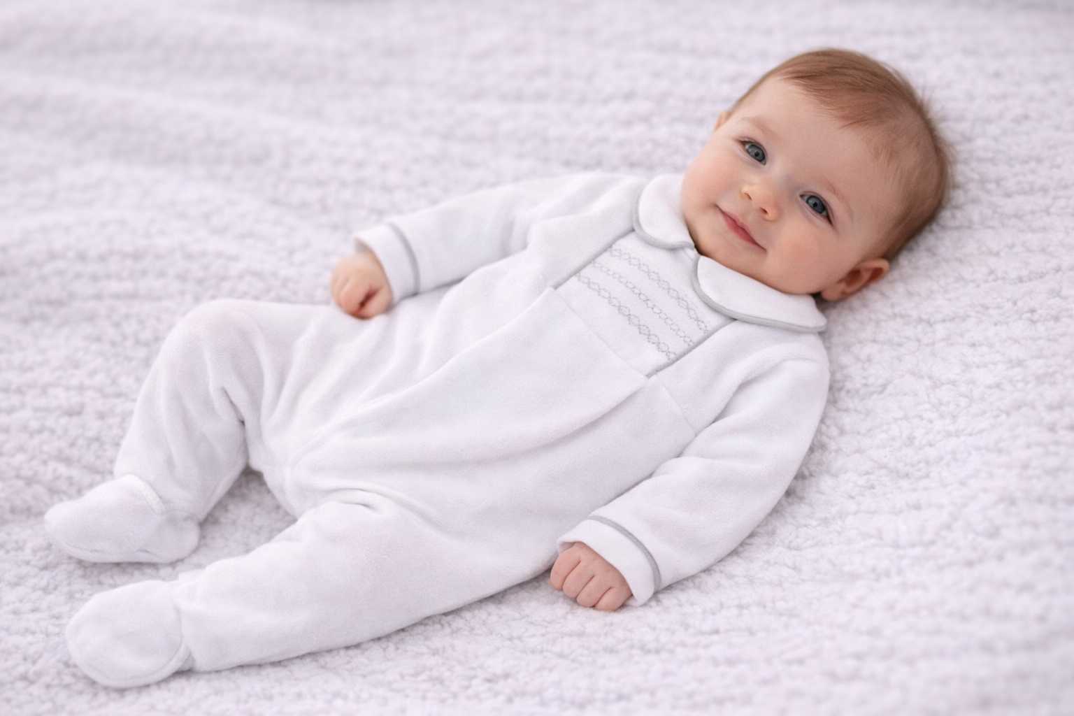 “Bibbed Velour” All-in-One by Rock-A-Bye Baby (0–9 Months)