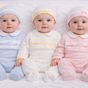 Smocked “Cuddle Me” All-In-One Set by My Little Chick (Newborn–6 Months)
