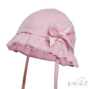 Pink Checked Bow Hat – by Soft Touch