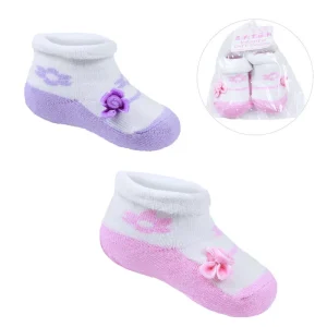 Flower Socks – by Soft Touch (0–6 Months) Purple Only CLEARANCE‼️