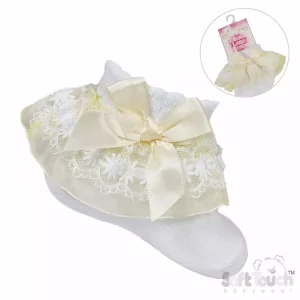 Lemon Organza & Lace Socks – by Soft Touch (6-18 Months)