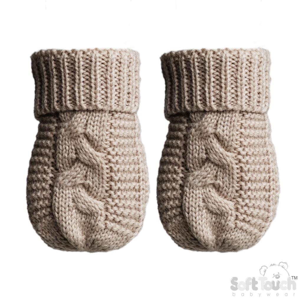 Biscuit Zero Cable Mittens – by Soft Touch (Newborn–12 months) - Image 2