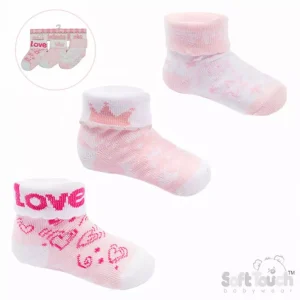 Love 3-Pack Socks – by Soft Touch (3–12 Months)
