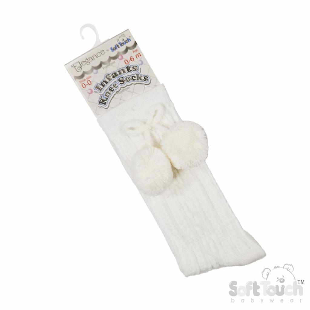 Cream Elegance Pom Pom Socks – by Soft Touch (6–12 Months; 12–24 Months) - Image 2