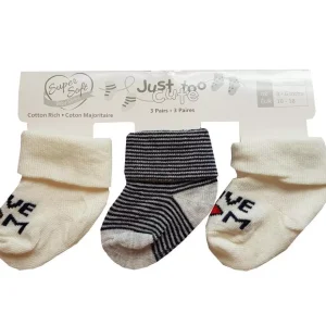 3-Pack “I Love Mum” Socks – by Just Too Cute (6–12 months)