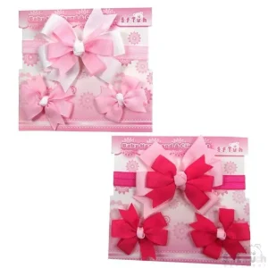 Headband and Clip Set by Nursery Time – One Size (Newborn–12 Months) Dark Pink