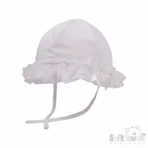 White Bow & Lace Summer Hat – by Soft Touch (6–24 Months)
