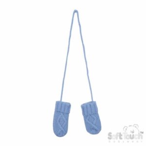 Sky Blue Chain Mittens – by Soft Touch (Newborn–12 Months)