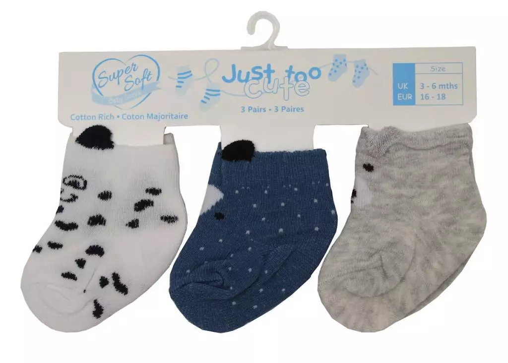 3-Pack Face Design Socks – by Soft Touch (0–12 months)
