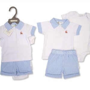 Tractor Shorts, Vest & Polo Shirt Set – by Nursery Time (Newborn) LAST ONE‼️