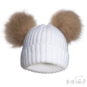 Furry Pom Pom Hat – by Soft Touch (Newborn–12 Months)