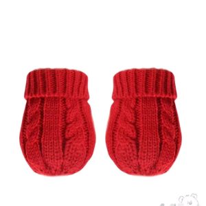 Red Cable Mittens – by Soft Touch (Newborn–12 Months)