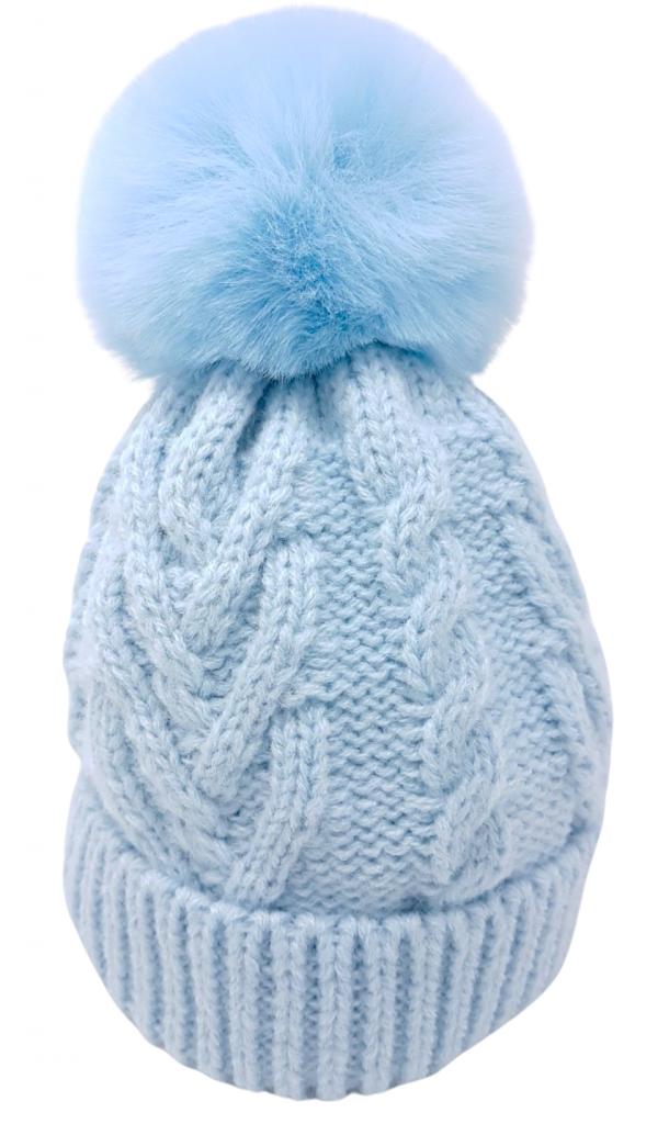 Knitted Pom Pom Hat – by Pesci Kids (0–3 Months) - Image 4