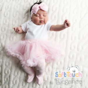 Pink Floral Tutu Tights – by Soft Touch (Newborn–24 Months)