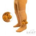 Mustard Checked Double Pom Pom Tights – by Soft Touch (12–24 Months) LAST ONE‼️