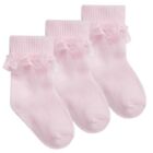 Pink 3-Pack Lace Socks – by Tick Tock (Sizes 0–5.5)