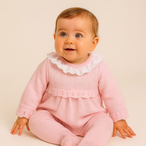 Cindy Pink Knitted Romper – by Pex (6–9 & 12–18 Months)
