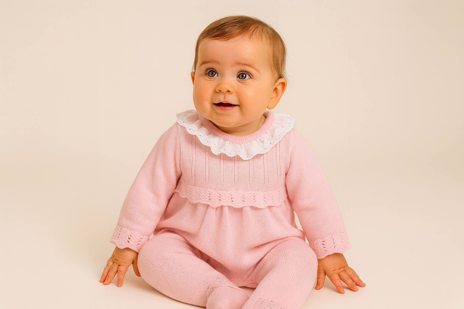 Cindy Pink Knitted Romper – by Pex (6–9 & 12–18 Months)
