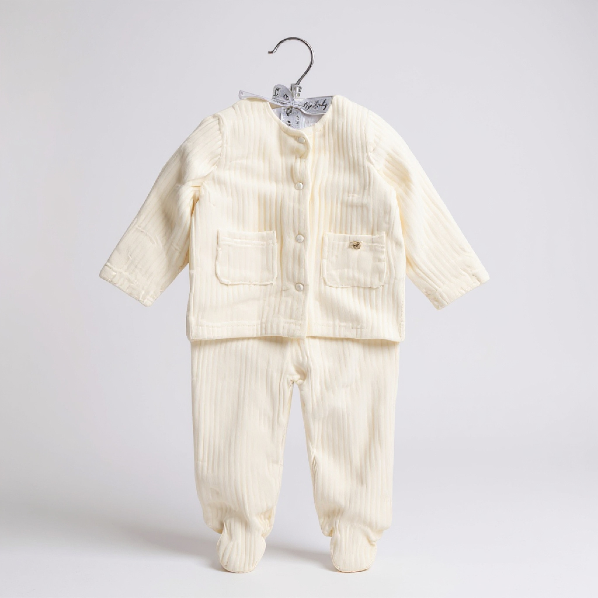 White Ribbed Velour Nursery Set – by Rock-a-Bye Baby Boutique (0–9 Months) - Image 2