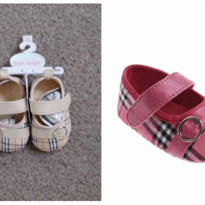 Strapped Gripper Sole Tartan Shoes – by Soft Touch (0–12 Months)