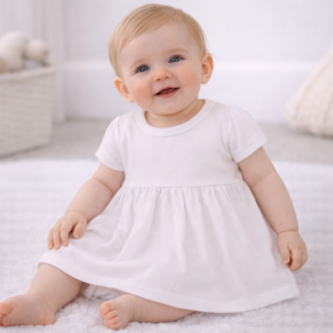 White Bodysuit Dress – by Soft Touch (0–3 Months)