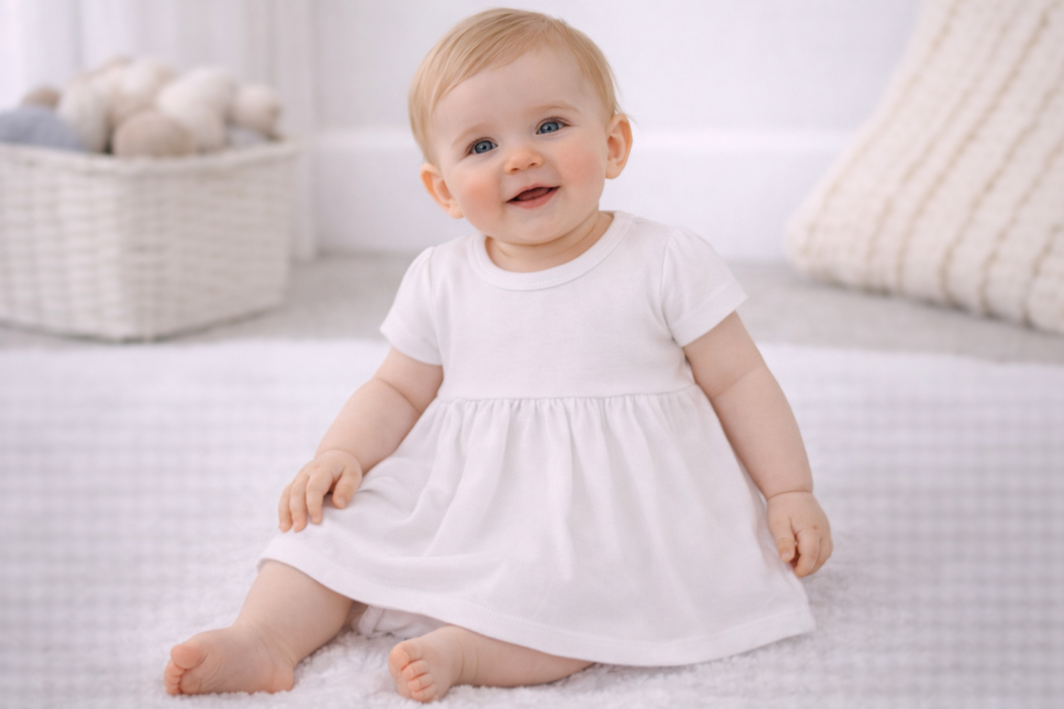 White Bodysuit Dress – by Soft Touch (0–3 Months)
