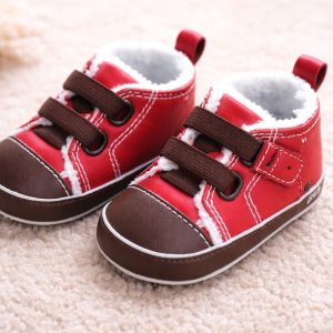 Red Infant Shoes with Warm Lining & Velcro Strap – by Soft Touch (6–12 Months LAST ONE‼️
