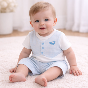 Stripe Shorts Set – by Watch Me Grow (0–6 Months)