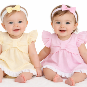 Stripe and Bow Dress Set – by Rock-a-Bye Boutique (3–9 Months)