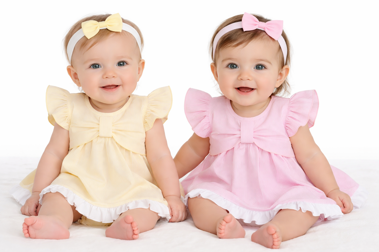 Stripe and Bow Dress Set – by Rock-a-Bye Boutique (3–9 Months)