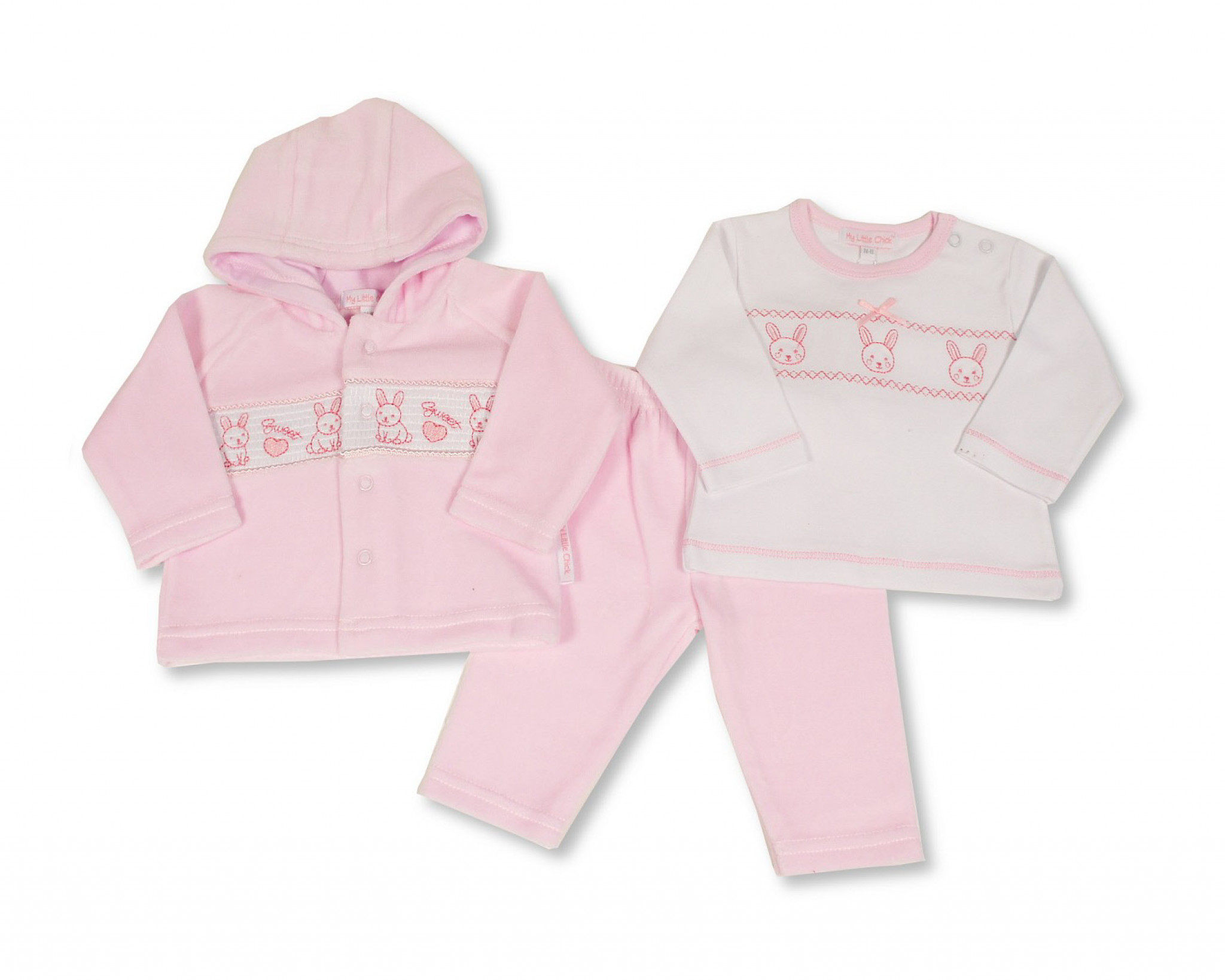 Smocked Velour Rabbit 3-Piece Set – by My Little Chick (Newborn & 3–6 Months) LAST ONE‼️ - Image 2