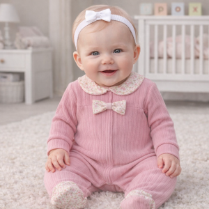 Pink Floral Detail All-in-One – by Bupper Kids (3–9 Months)