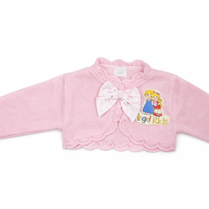 Pink Large Bow Knitted Bolero – by Angel Kids (6–9 Months)