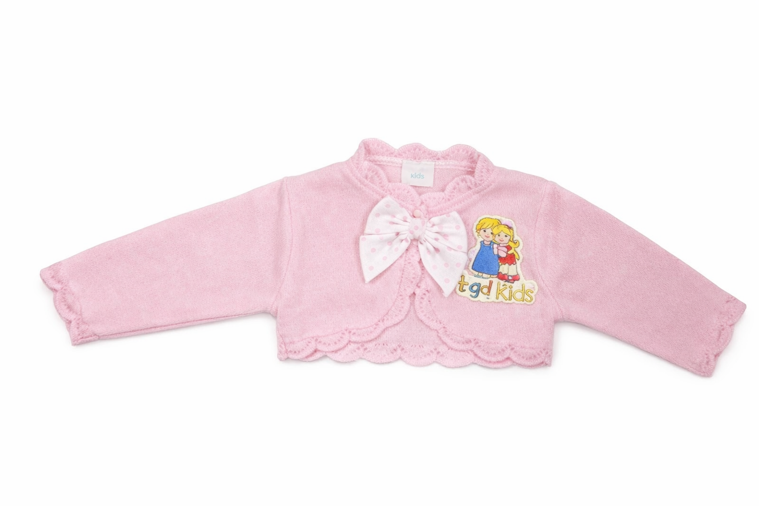 Pink Large Bow Knitted Bolero – by Angel Kids (6–9 Months)